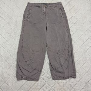 Oska Pants Womens 3 Gray Wash Barrel Leg Wide High Rise Crop Lagenlook Artsy